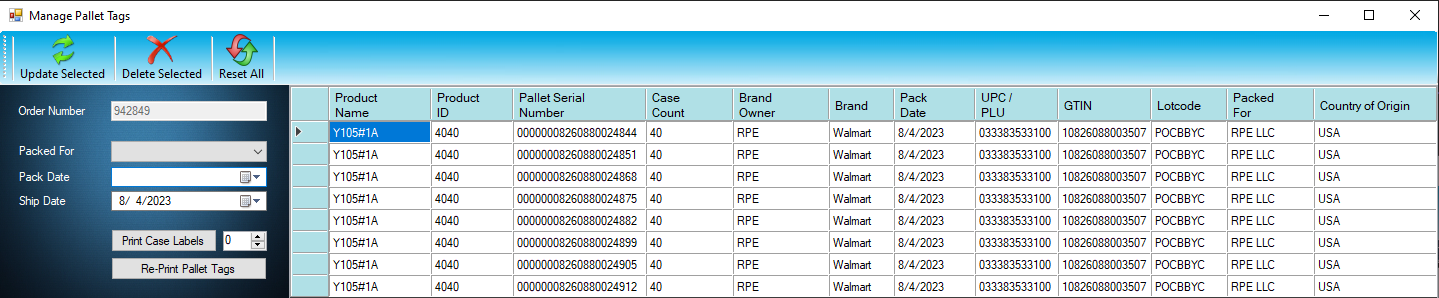 myPTI Manage Labels screen