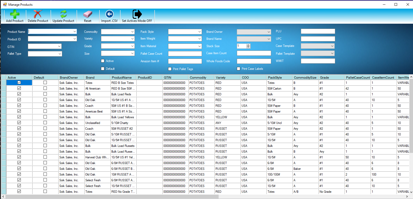 myPTI Products screen